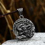 Round Lion Wolf Tiger Pendant — Stainless Steel