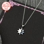 Iced Out Moon Silver Pendant Sterling Blue Zircon