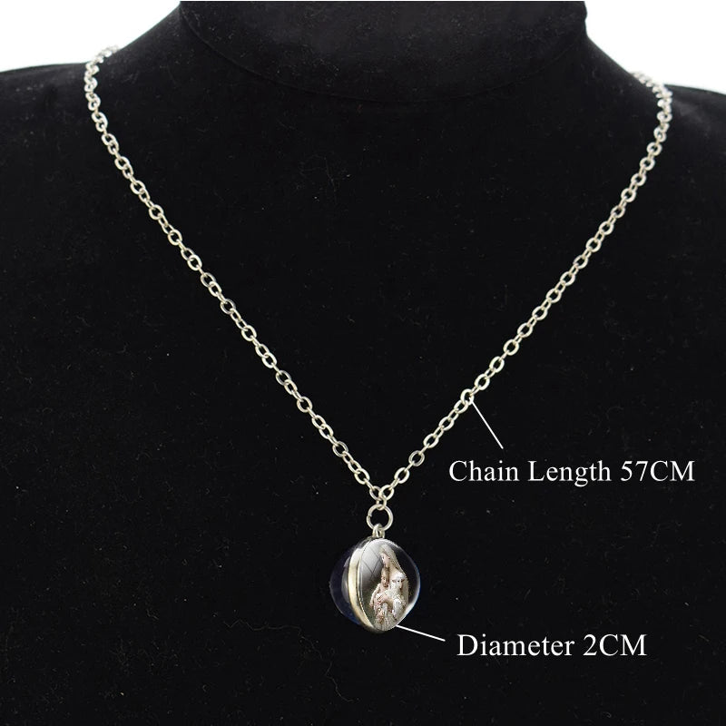 Jesus and Virgin Mary Necklace Saint Michael Jude Anthony Patrick Paul Glass Ball Pendant Religious Jewelry Christian Gift