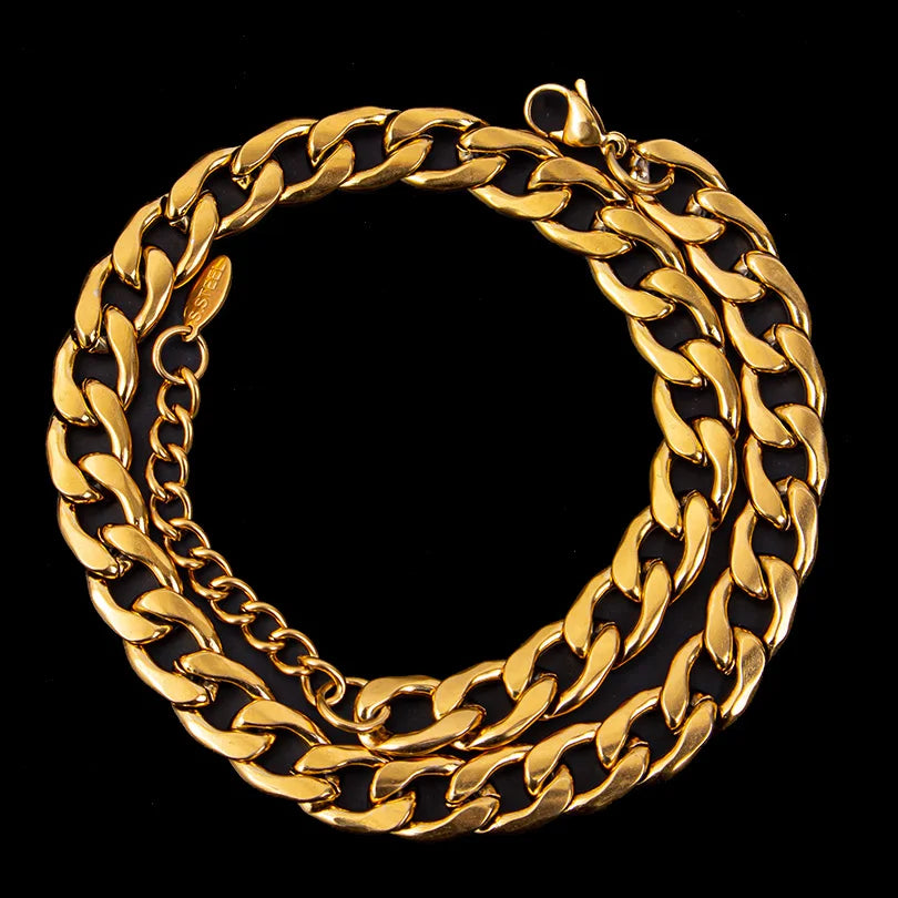 1pcs Wide Cuba Chain 40+5cm Stainless Steel Necklaces For Women Men Accessories Vinatge Jewelry On The Neck Necklace