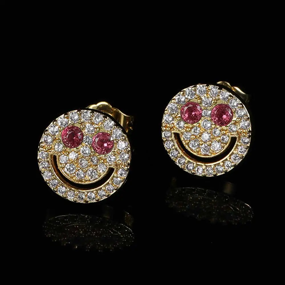 Iced Out Dollar Sign Stud Earrings Stainless Steel