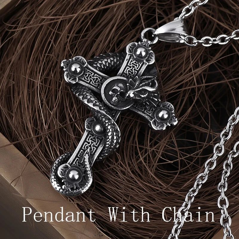 Onlysda Charms pendentif Gold Skull Pendant Necklace Men's Fashion Biker Punk Steel Chain Jewelry Antique Halloween Gift OSDZ035