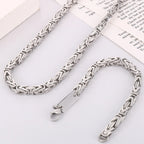 6MM Link Chain Bracelet Necklace Set for Man Waterproof Gold Color 50CM Long Stainless Steel Men's Necklace & Bracelets