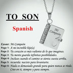 Spanish Granddaughter Book Necklace Engraved Information Heart Locket Pendant Gifts From Grandma Jewelry