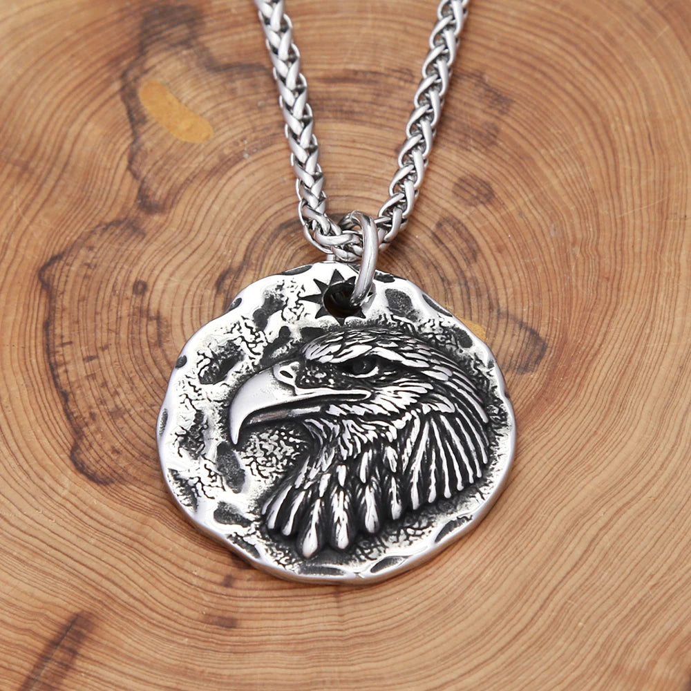Eagle Steel Pendant Vintage Head 316L American