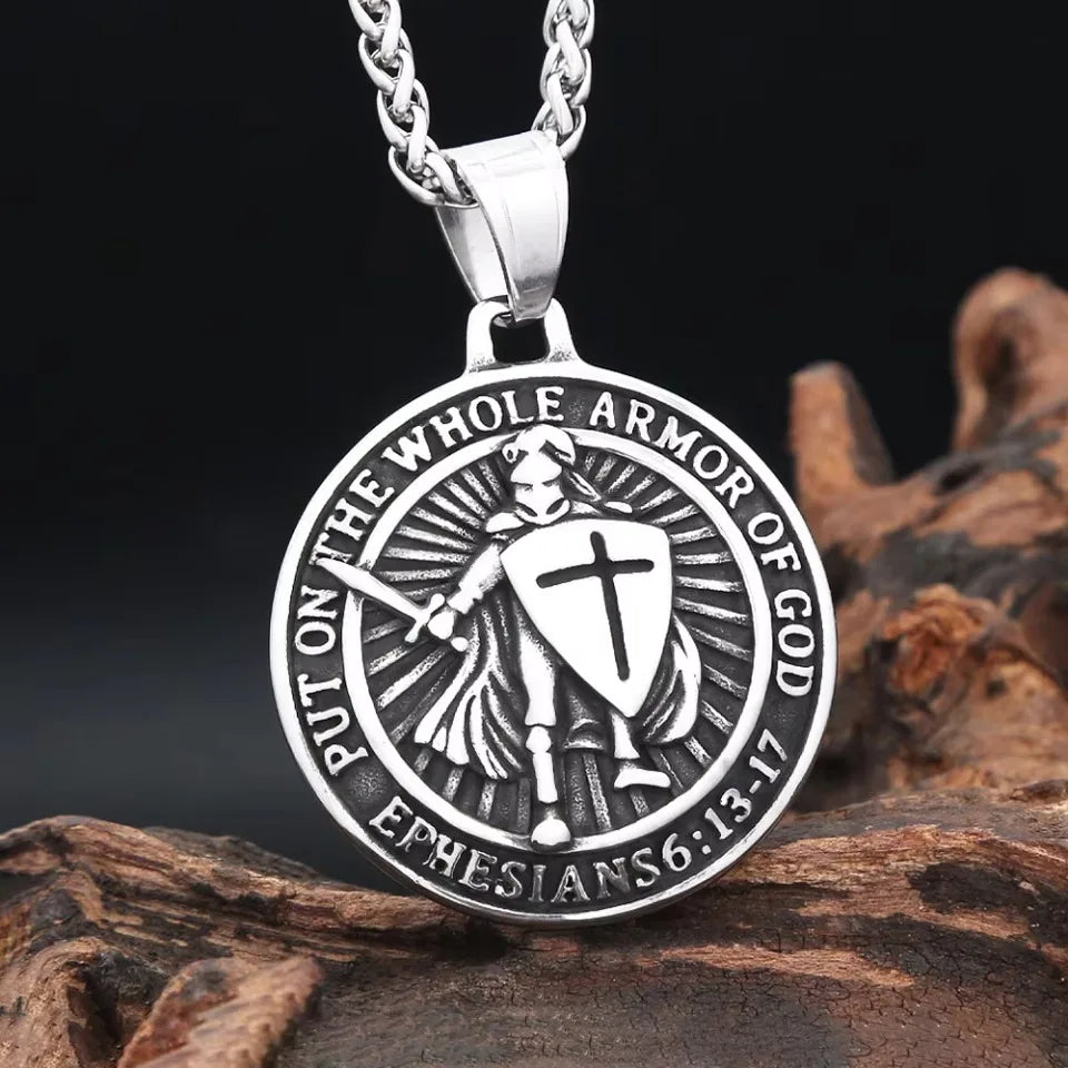 Templar Cross Steel Pendant Vintage Sword Knight