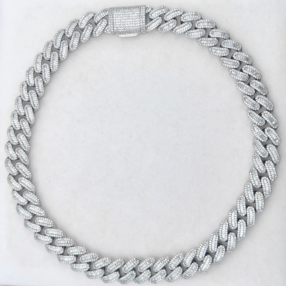 925 Silver Cuban Moissanite Chain Necklace 15MM VVS