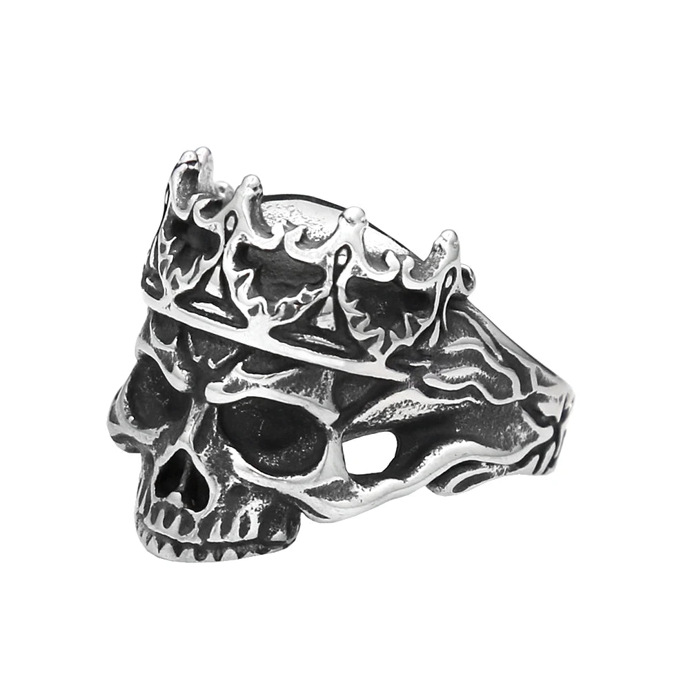 Fashion Punk Skull Rings Stainless Steel Simple Punisher Rings For Men Biker Unique Gothic Amulet Jewelry Gifts