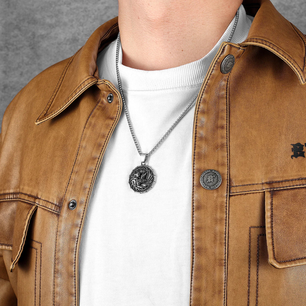 Dragon Shield Lightning Men Necklace Stainless Steel Pendant Chain Women Punk Fashion Jewelry New In Accessories Gifts