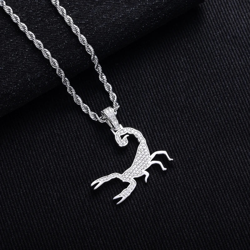 Iced Out Scorpion Pendant — 925 Silver