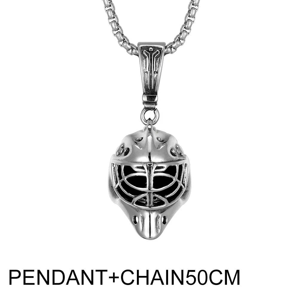 European and American Stainless Steel Knight Mask Pendant Retro Roman Men‘s and Women's Stainless Steel Helmet Pendant Necklace