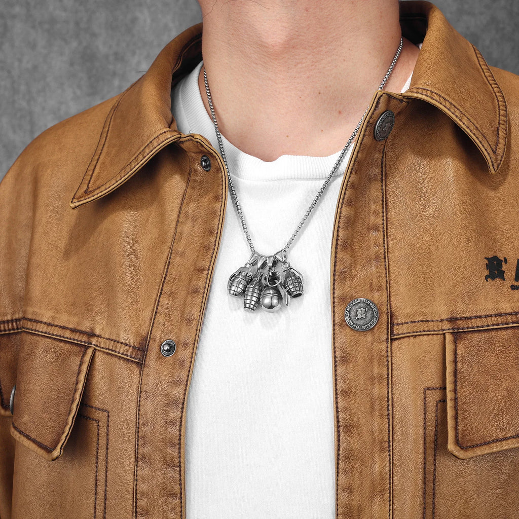 Grenade Stainless Steel Pendant Necklace