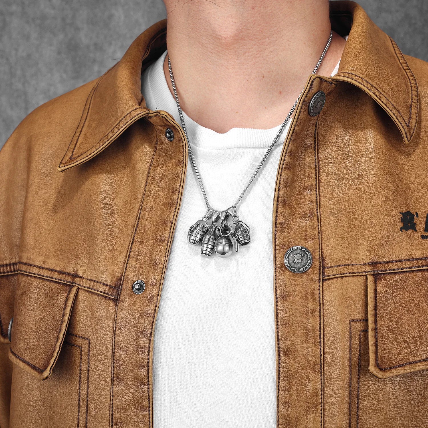 Grenade Stainless Steel Pendant Necklace