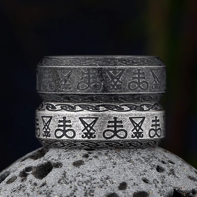 Gothic Seal of Satan Signet Ring — Stainless Steel