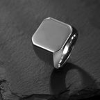 Simple Personality Geometry Beveled Smooth Surface Large Square Stainless Steel Rings for Men Trendy Punk Jewelry Accessory Gift