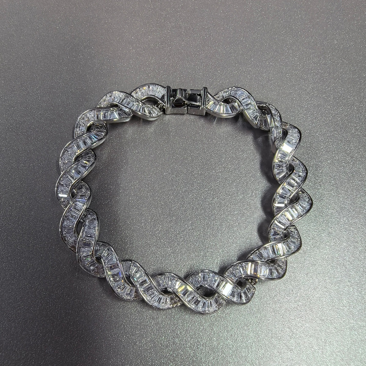 Iced Out Infinity Baguette Twist Cuban Bracelet 10mm — Two-Tone