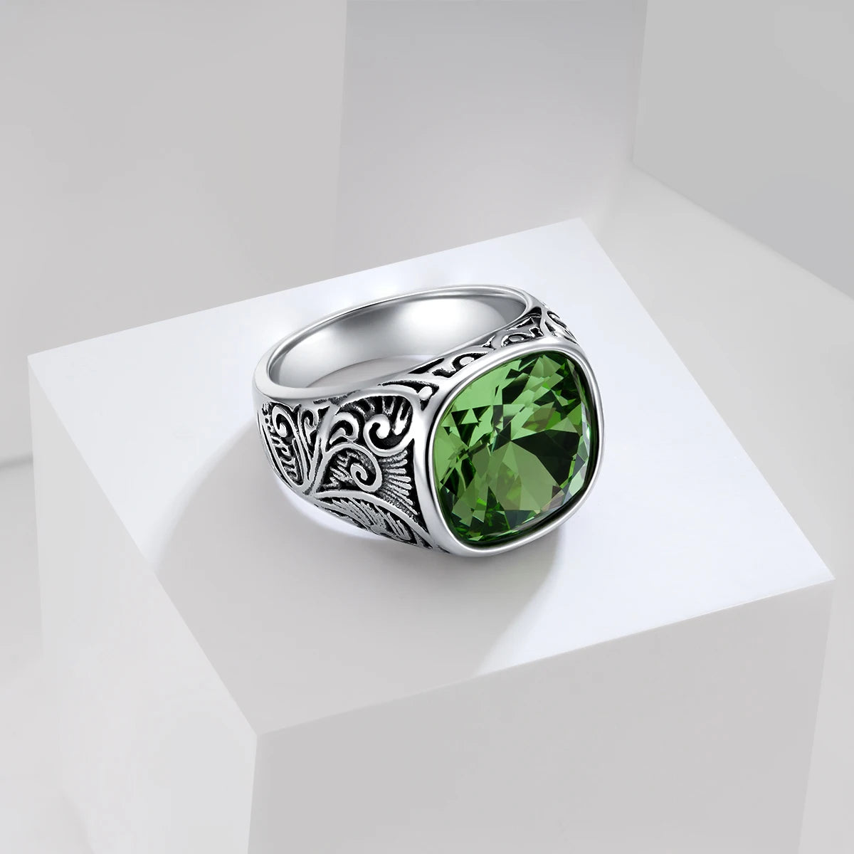 1pc Retro European American Style Men'S 316L Stainless Steel Ring, Fashionable Simple Creative Design, Synthetic Faux
