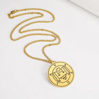 LIKGREAT Lesser Key of King Solomon Occult Sigil 72 Demon Charm Medalion Necklace for Men Women Stainless Steel Magic Talisman