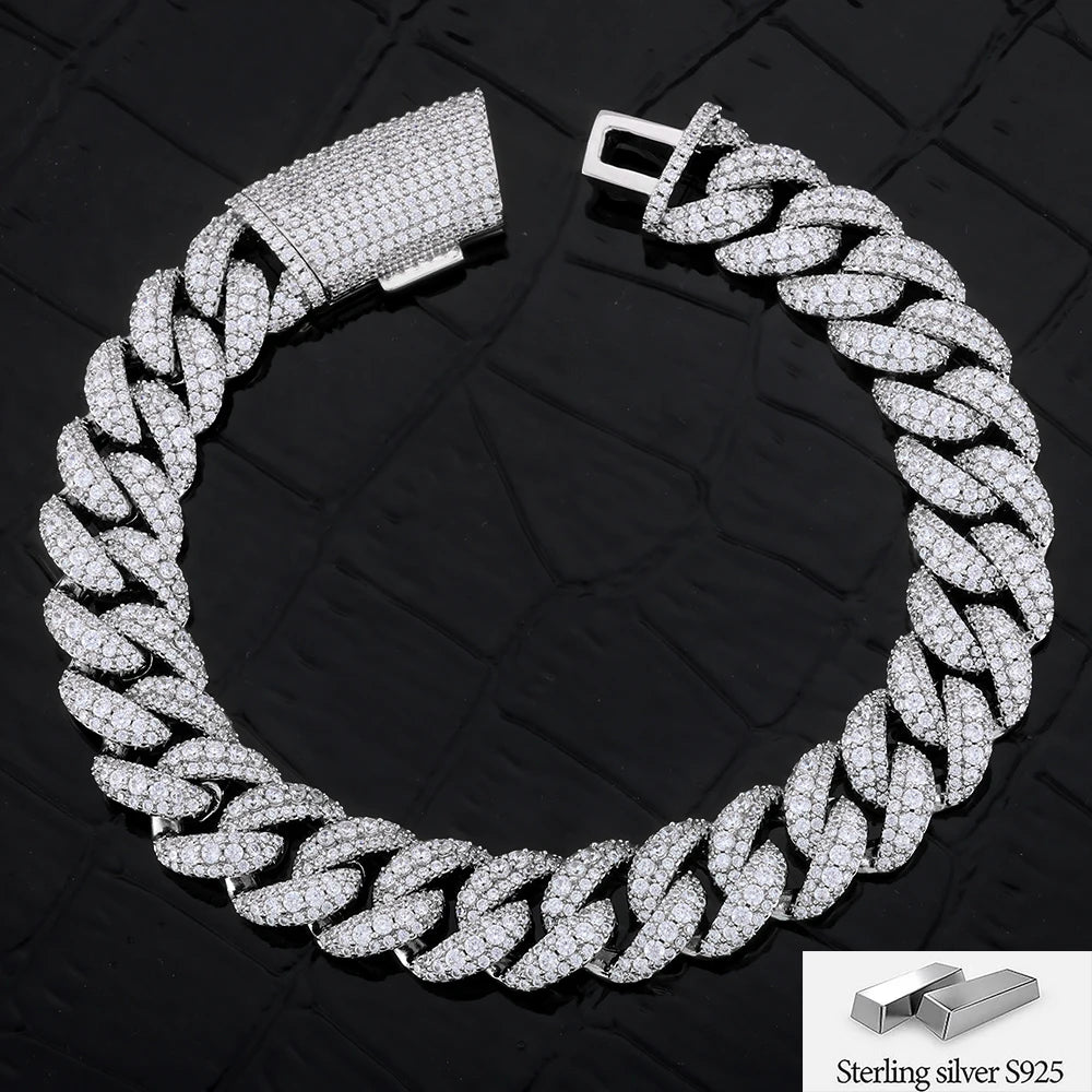 ESKEEM Hip Hop Jewelry Gift 925 Sterling Silver Moissanite/CZ Necklace Iced Out Diamond Personalized Cuban Link Chain
