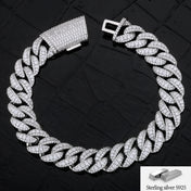 Iced Out Silver-Tone Cuban Link Chain Necklace