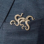 Metal pocket square vintage octopus crocodile men's suit new punk-style brooch heavy-duty accessory pin