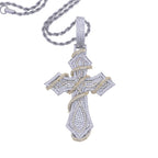 2026 New Iced Out Barbed Wire Wrapped Cross Pendant Necklace Silver Color Cubic Zirconia CZ Charm For Men Hip Hop