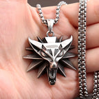 Fashion Vintage Viking Wolf Head Pendant Necklace Mens Punk Biker Stainless Steel Geralt of Rivia Slavic Necklaces