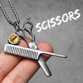 Iced Out Scissors Pendant Necklace Stainless Steel
