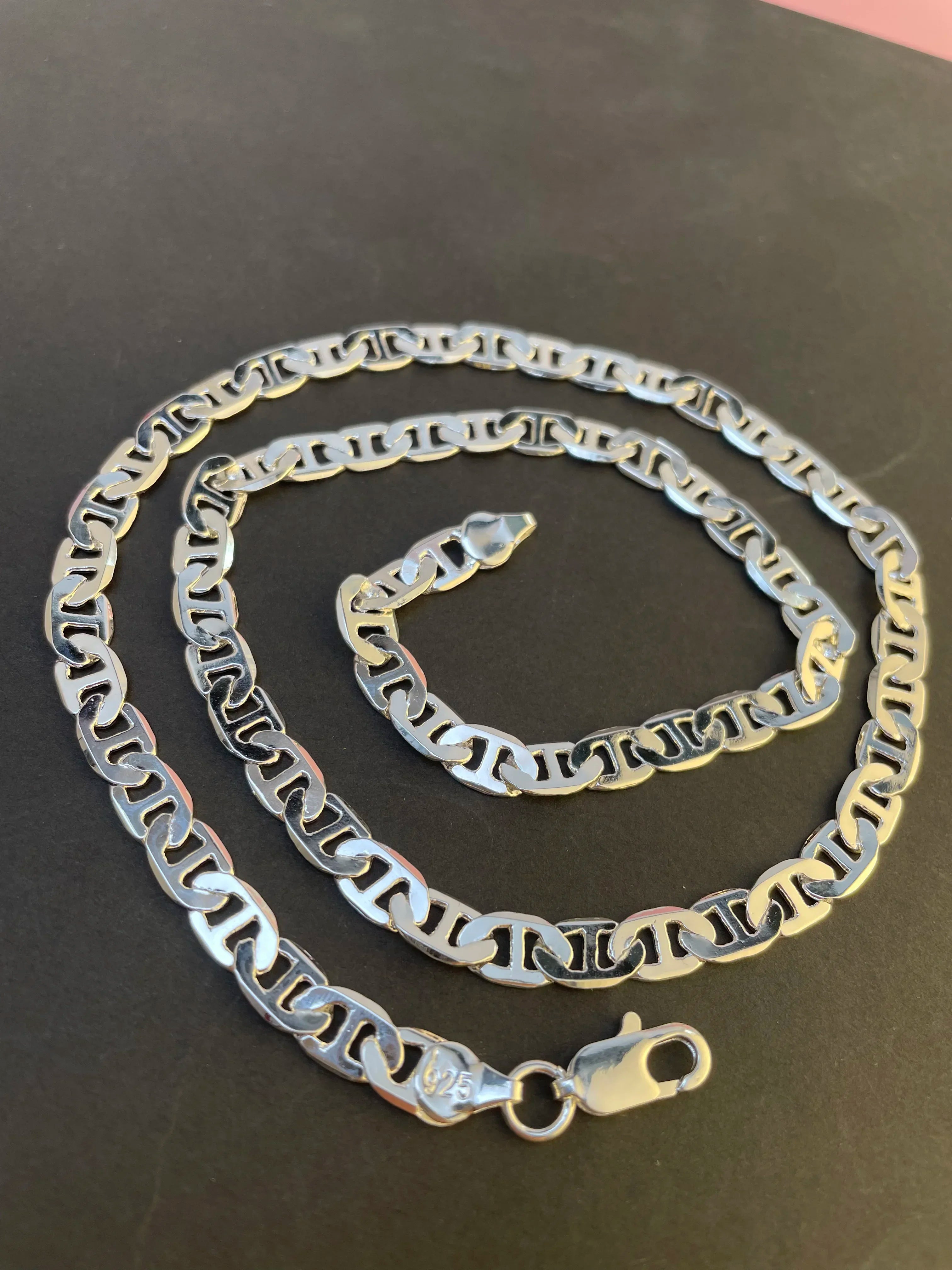 925 Sterling Silver Necklace 6mm Side Z-Shaped Necklace for Men and Women Jewelry Gift 45-60cm