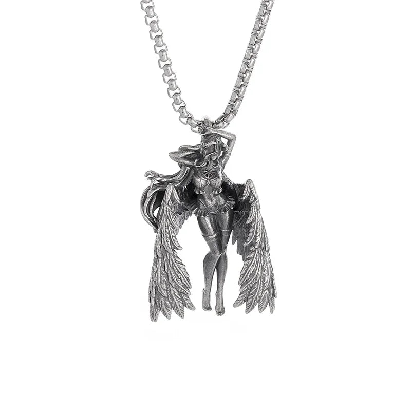 Cat Wings Animal Pendant Necklace — Silver