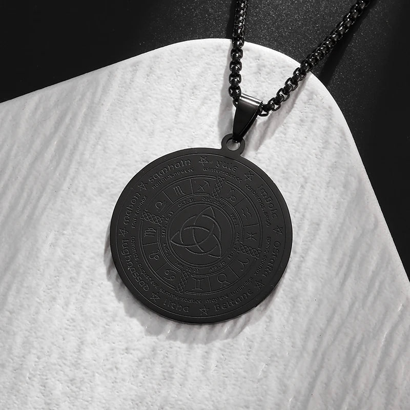 Celtic Witch Knot Pendant Necklace — Steel
