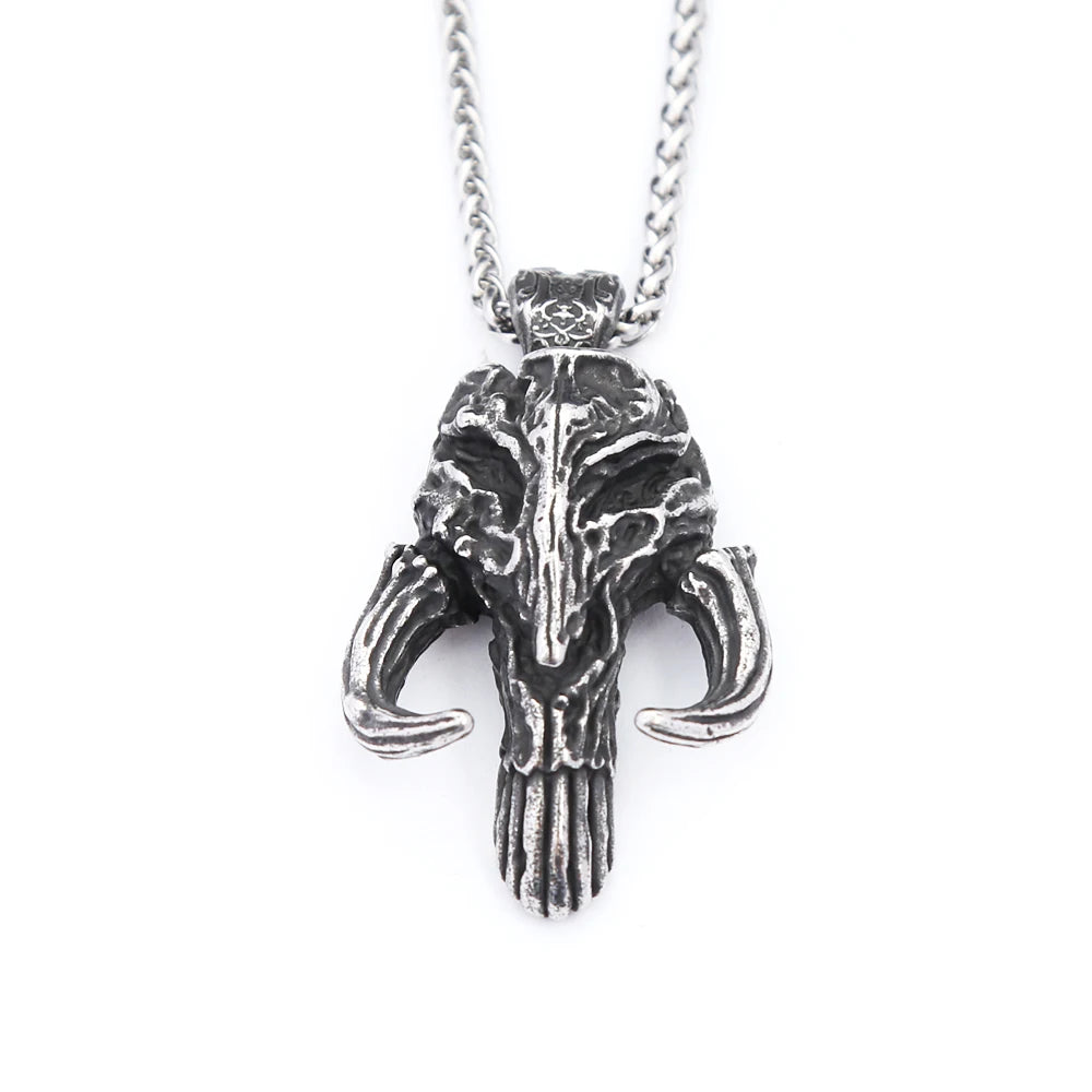 Skull Mandalorian Black Pendant Vintage 316L Gothic
