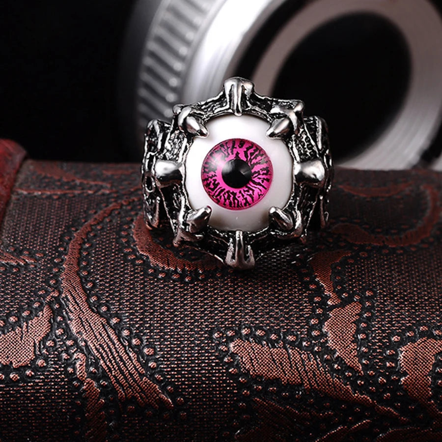 Retro Devil Teeth Eyes Shape Rings for Men Women Punk Devil Eye Ring Hip Hop Rock