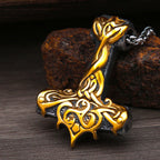 Vintage Men Nordic Thor Hammer Pendant Punk Hip Hop 316L Stainless Steel Biker Amulet Necklace Jewelry Gifts
