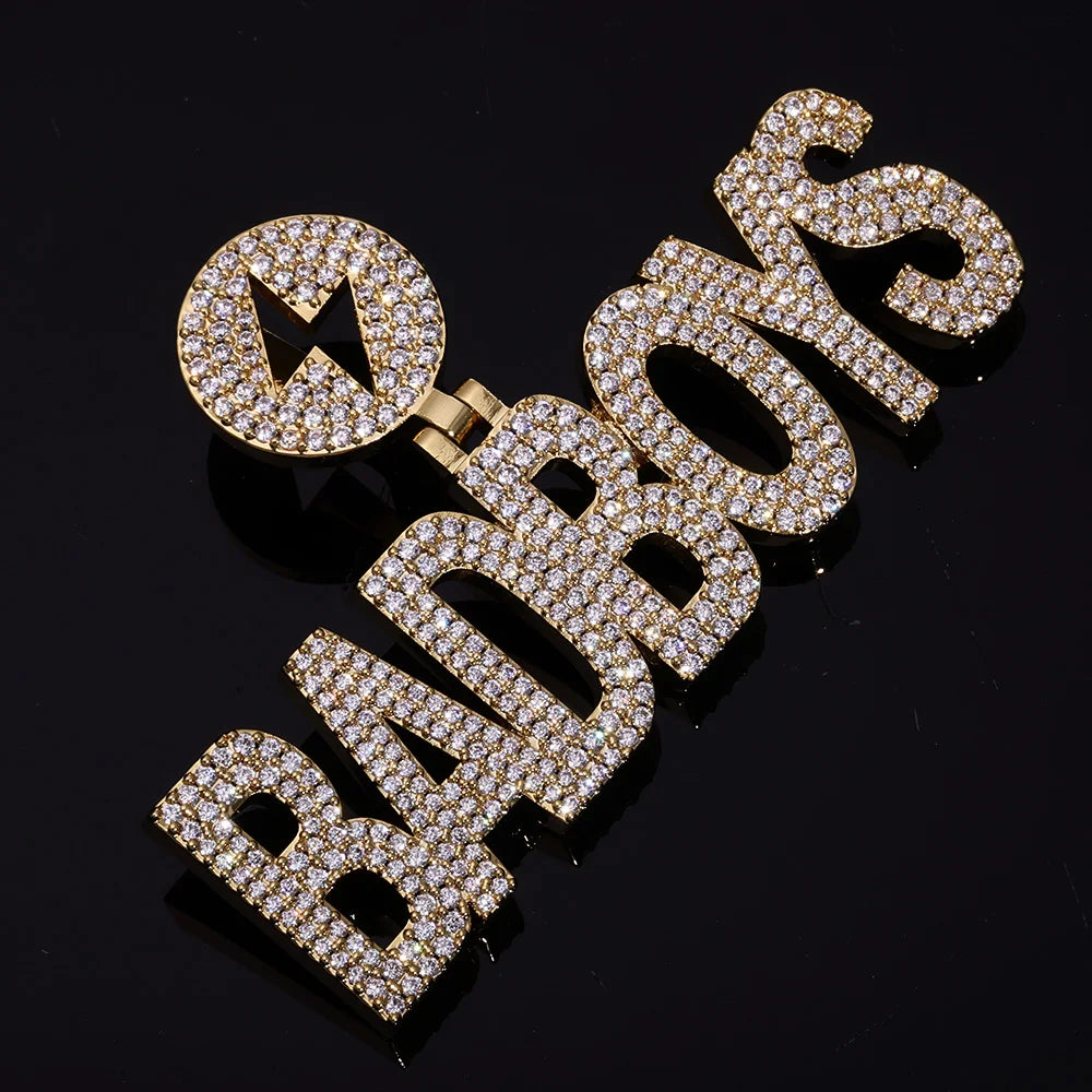 Iced Out Letter Lightning Pendant Stainless Steel