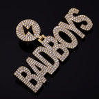 Iced Out Letter Lightning Pendant Stainless Steel