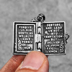 Openable Holy Bible Book Pendant — Stainless Steel