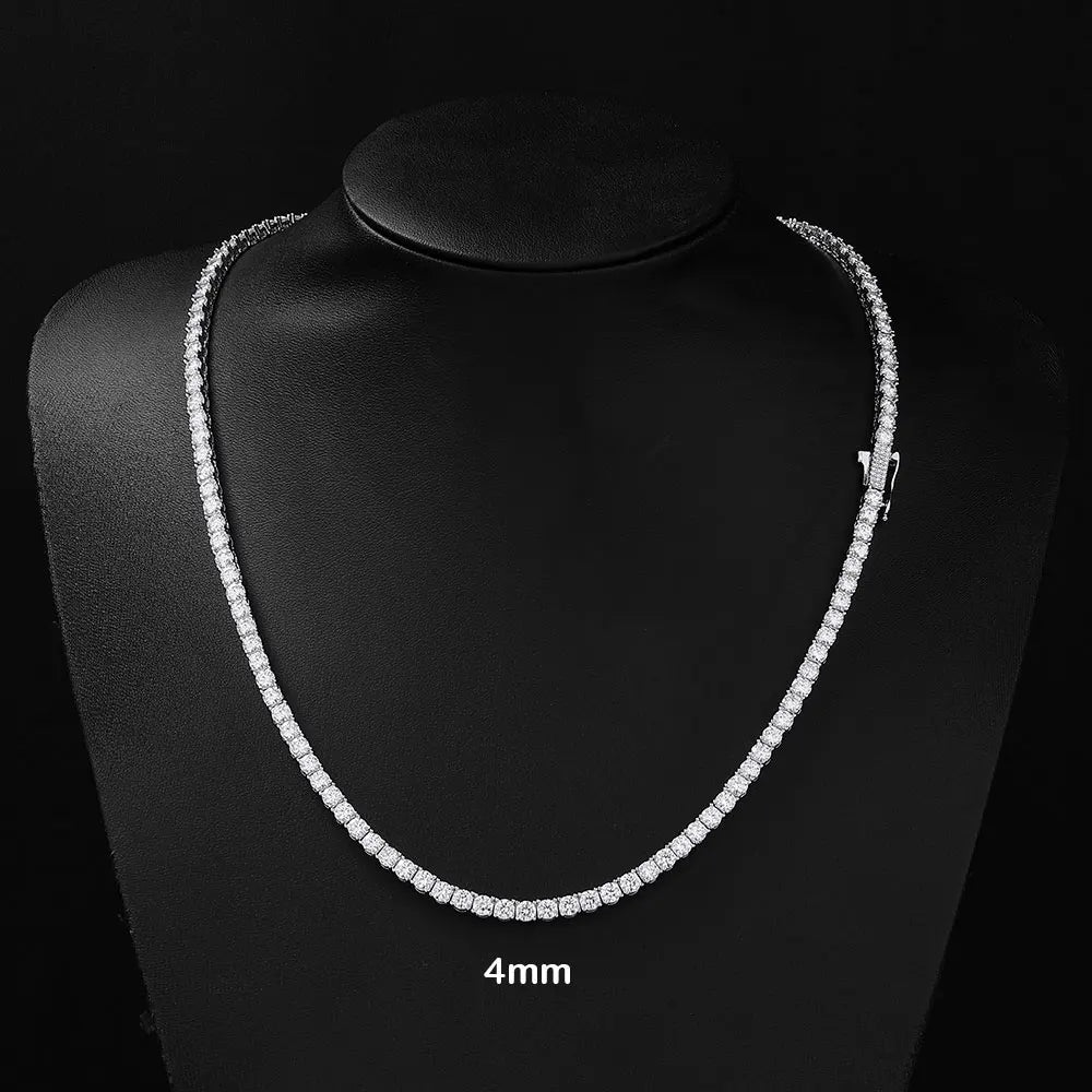Iced Out CZ Tennis Chain Necklace, 4mm — Copper Alloy