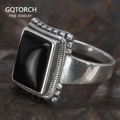 925 Silver Lucifer Ring with Black Onyx Stone