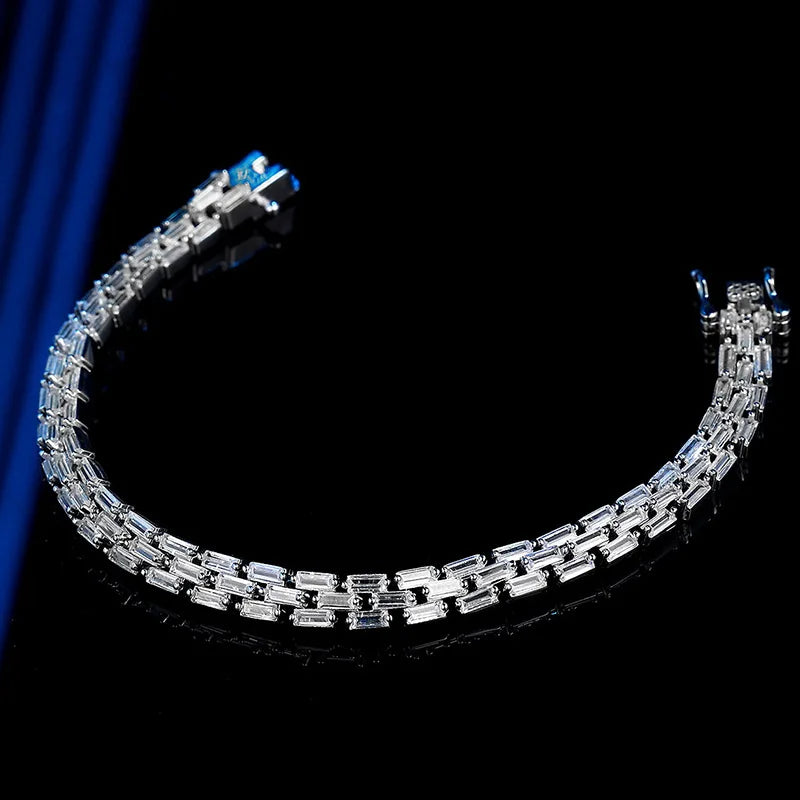 Luxury Solid Platinum PT950 Women's Moissanite Full Diamond Bracelet Women's Tennis Chain Ladder Single Row Diamond Bracelet