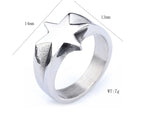 Simple Six-Point Star Band Ring — Stainless Steel