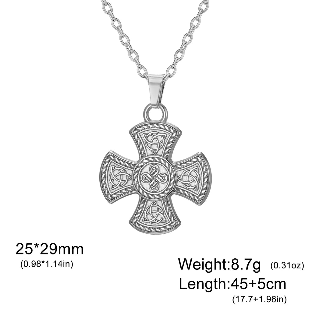 Celtic Trinity Knot Cross Pendant Necklace — Steel
