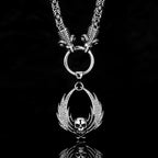 Fallen Angel Wings Skull Pendant Necklace — Stainless Steel