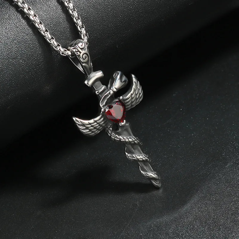 Cross Snake Steel Pendant European American Versatile