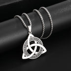 Stainless Steel Trinity Celtic Knot Nordic Rune Pendant Necklace Retro Ethnic Style Irish Knot Lucky Amulet Jewelry for