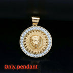 Lion Head Rhinestone Pendant Necklace — Stainless Steel