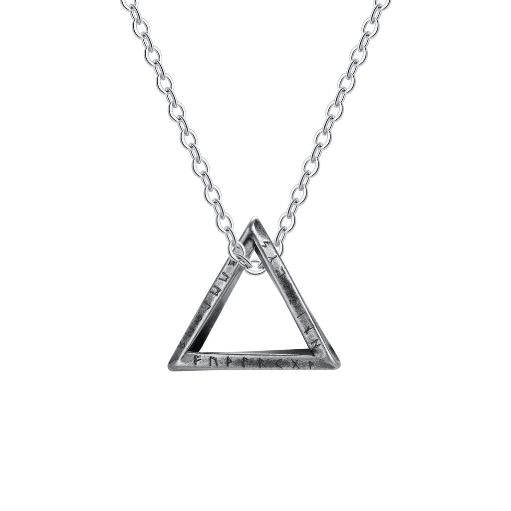 Vnox Norse Viking Pendant Necklaces, Men Twisted Stainless Steel Mobius Triangle Charm, Vegvisir Nordic Valknut