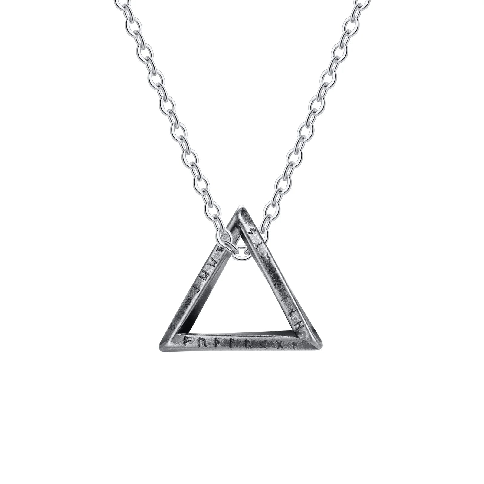 Vnox Norse Viking Pendant Necklaces, Men Twisted Stainless Steel Mobius Triangle Charm, Vegvisir Nordic Valknut