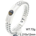Vintage Stainless Steel Men's Curved Bracelet Natural Stone & Shiny CZ Inlaid Bracelets for Man Fashion Male Hand