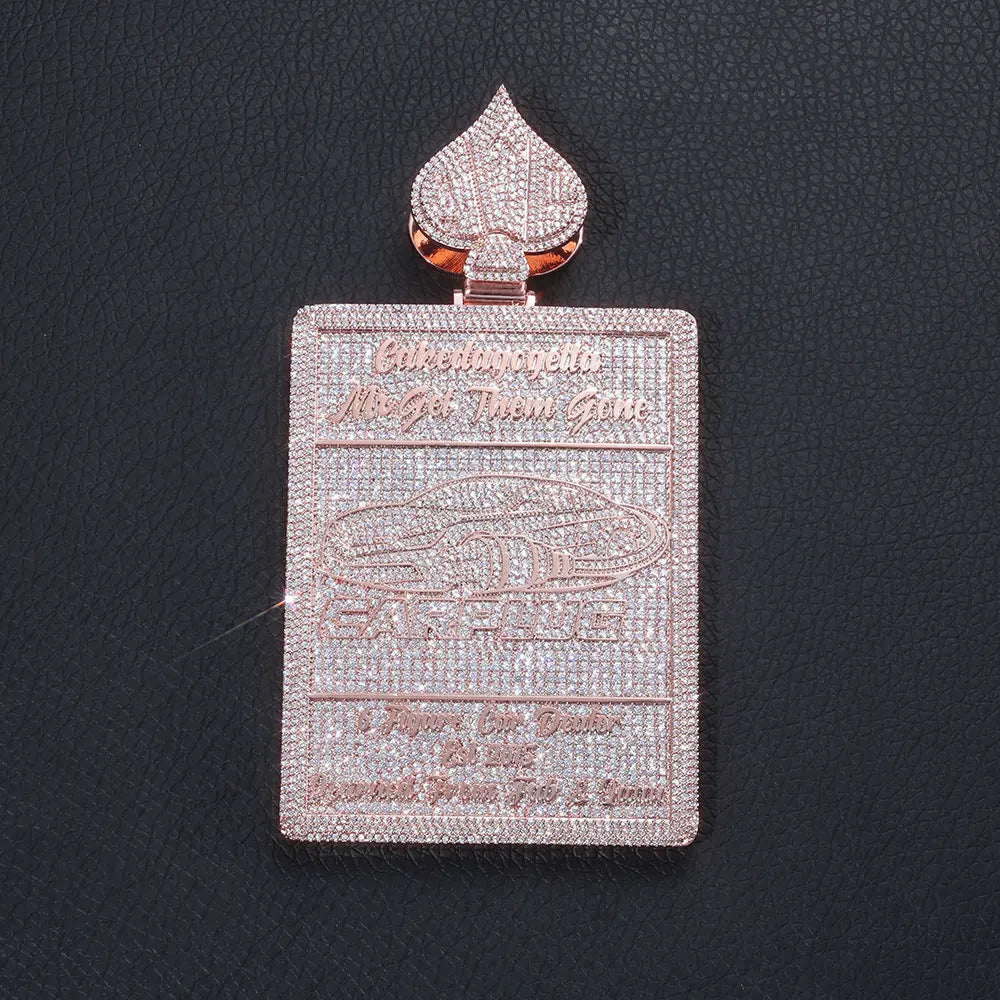 Rose Gold Iced Out Rectangle Pendant